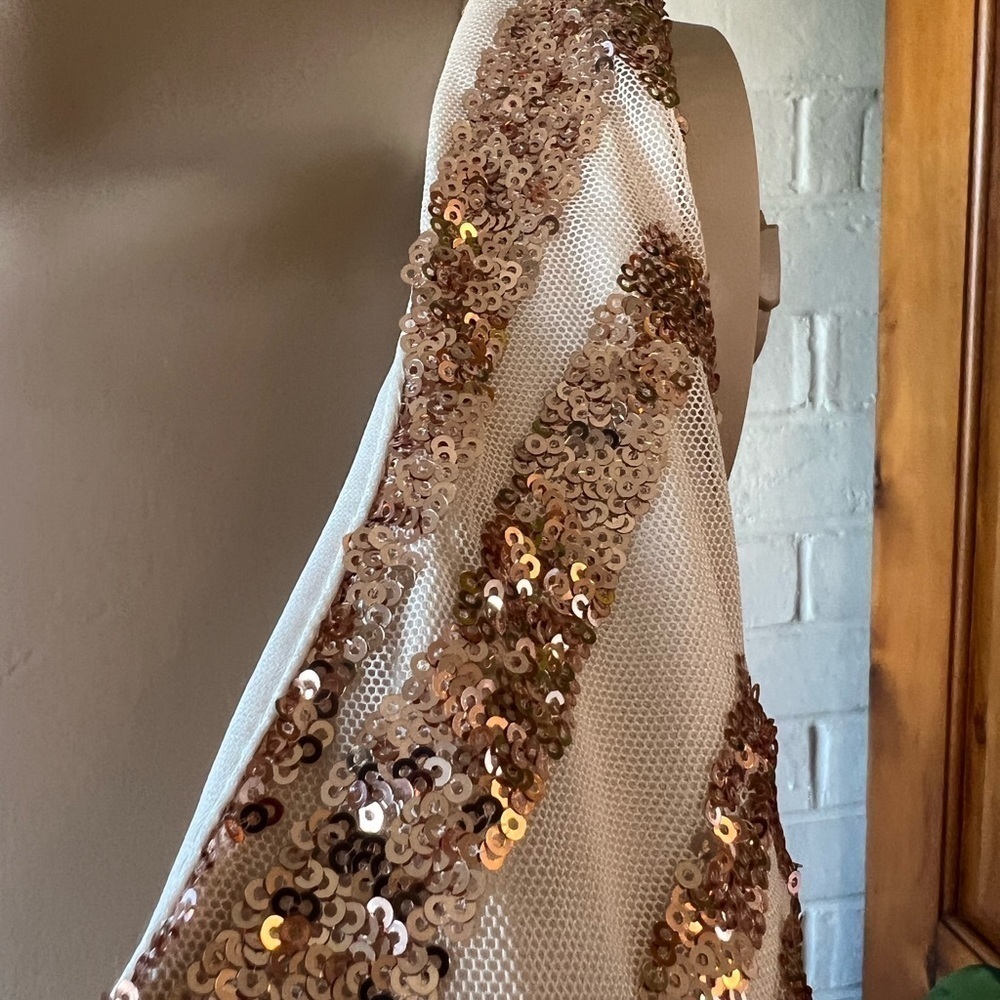 Evening gown prom formal mermaid trumpet gown with gold sequins size L - Picture 7 of 9